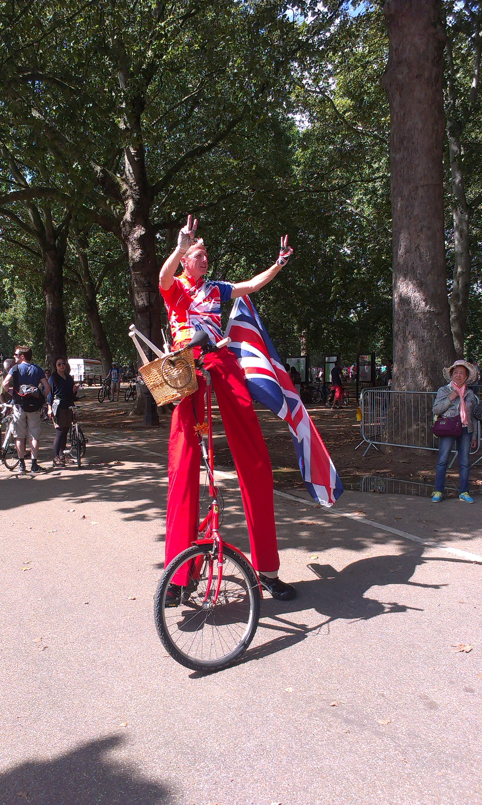 On a bike AND stilts in Green Park