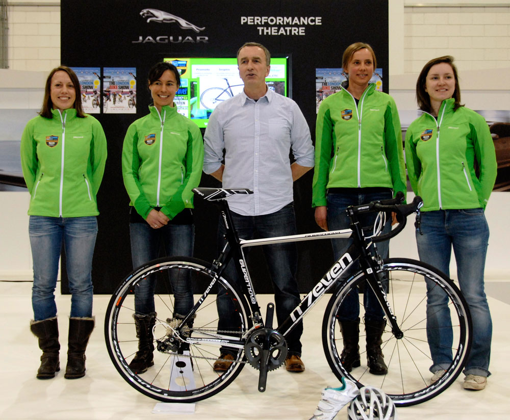 Team manager Steven Bailey introducing the team at The London Bike Show