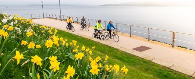 Cyclists in Gourock taking part in a ride from The Bothy, Inverclyde's home of walking and cycling which is based in Gourock station